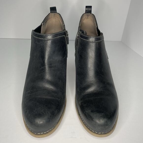 Dansko Harlene Ankle Booties Heels Size 41 US 10.5 Black Leather Zip Up Comfort - Picture 3 of 9